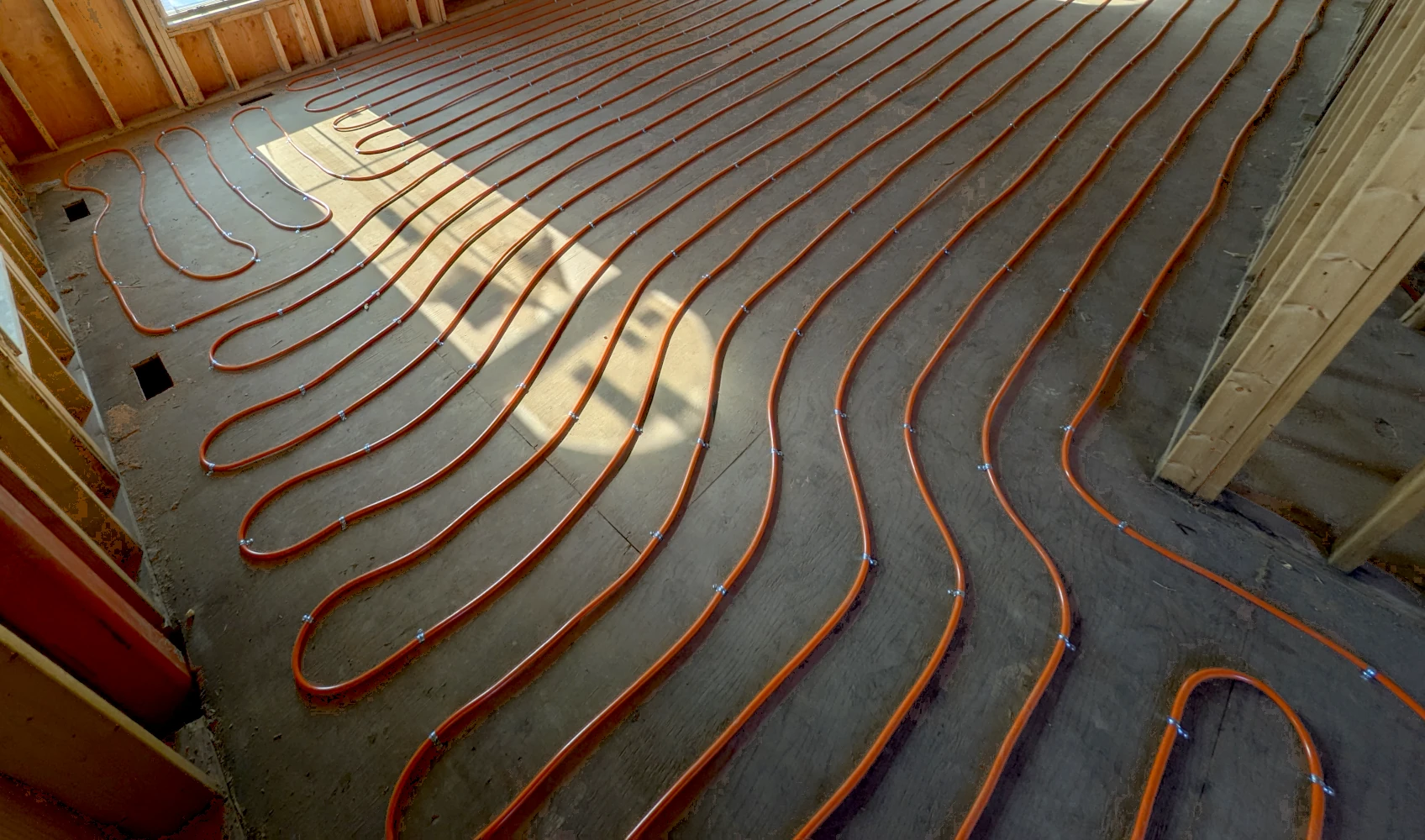 Radiant heating floor installation